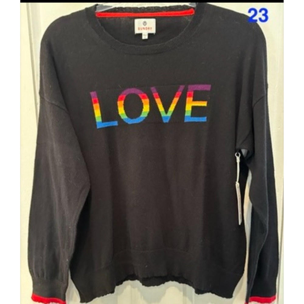 Sundry Black Sweater with Multicolor LOVE